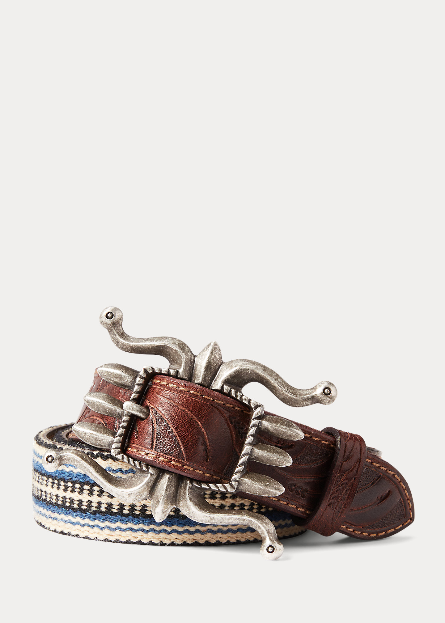 Handwoven Jacquard & Leather Belt