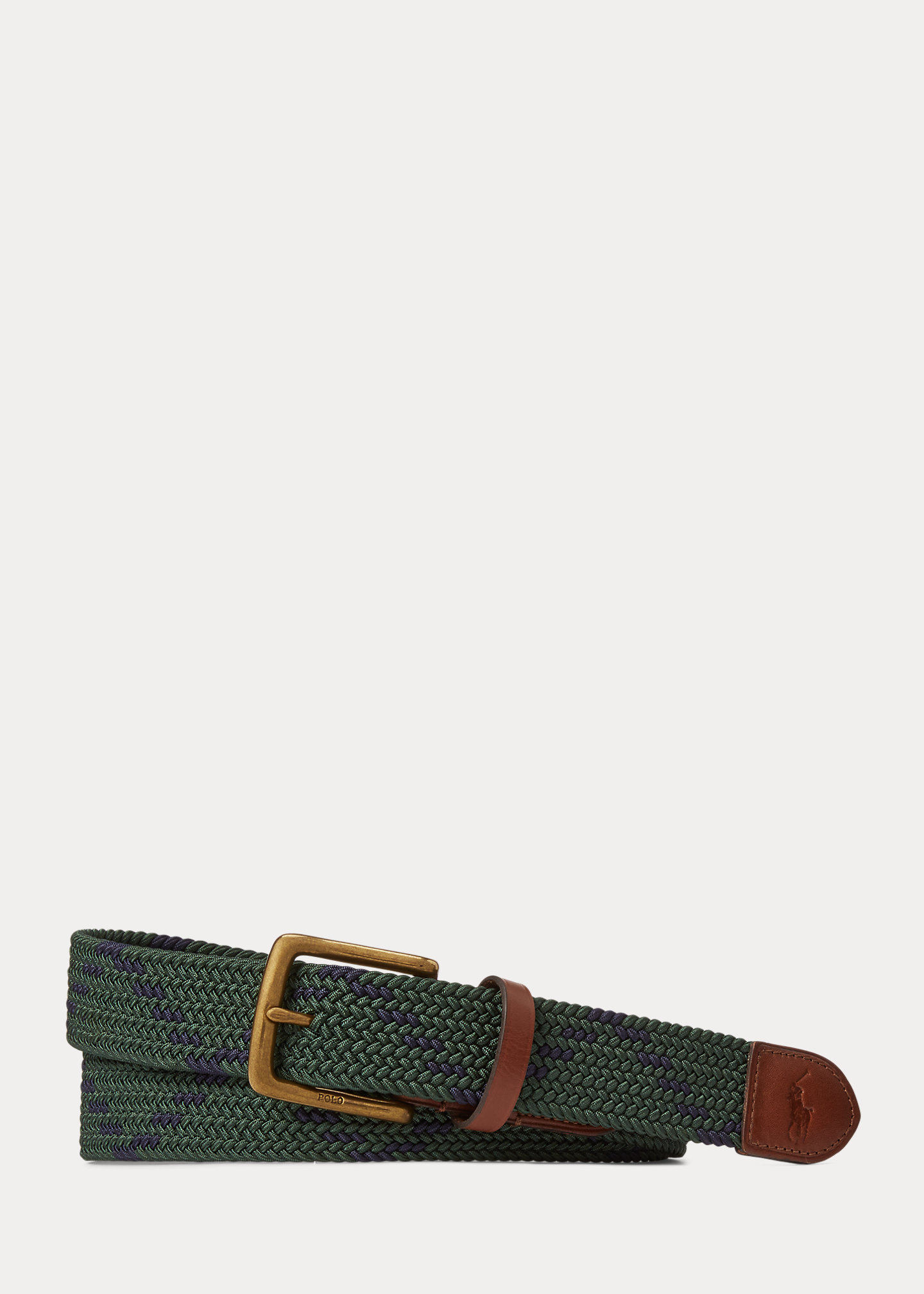 Leather-Trim Webbed Belt