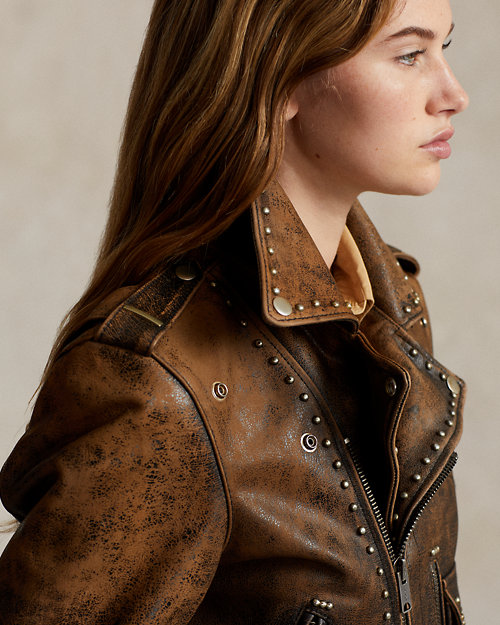 폴로 랄프로렌 Studded Leather Moto Jacket