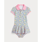 Floral Stretch Mesh Polo Dress & Bloomer