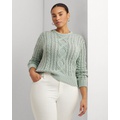 Aran-Knit Cotton-Blend Crewneck Sweater