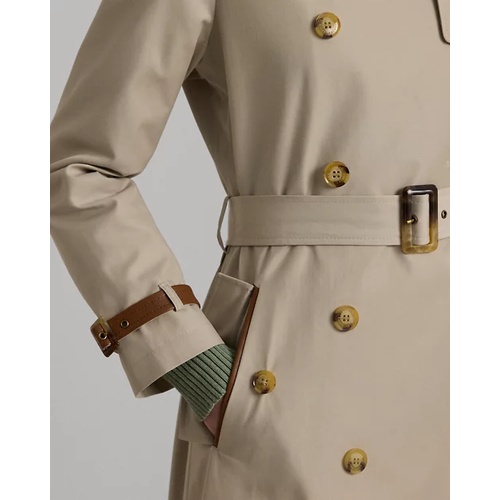 폴로 랄프로렌 Faux-Leather-Trim Belted Trench Coat