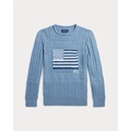 Mixed-Knit Flag Cotton Sweater