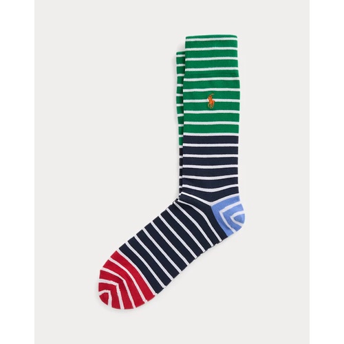 폴로 랄프로렌 Striped Cotton-Blend Trouser Socks
