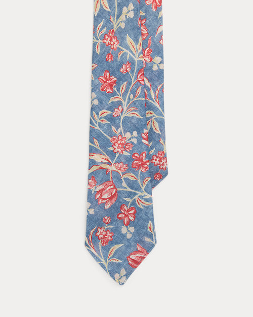 폴로 랄프로렌 Vintage-Inspired Floral-Print Linen Tie