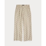 Floral-Print Seeded Linen Pant