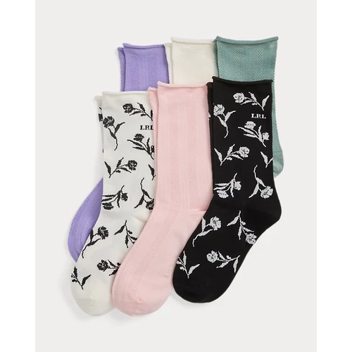 폴로 랄프로렌 Floral Stretch Roll-Top Sock 6-Pack