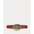 Rodeo-Buckle Vachetta Leather Wide Belt