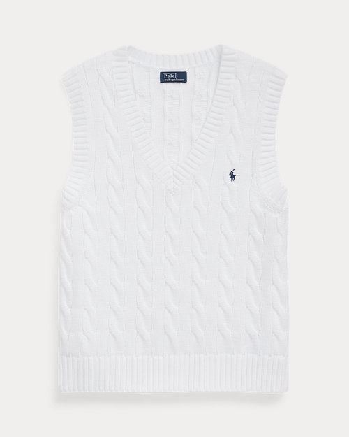 폴로 랄프로렌 Cable-Knit Cotton V-Neck Sweater Vest