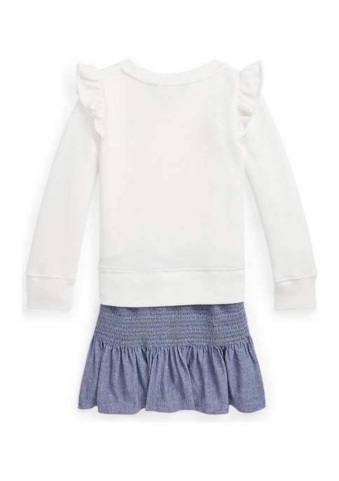 폴로 랄프로렌 Toddler Girls Chambray & Fleece Sweatshirt Dress