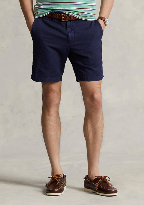 8 Straight Fit Linen-Cotton Shorts