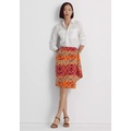 Geometric Motif Cotton Linen Wrap Skirt