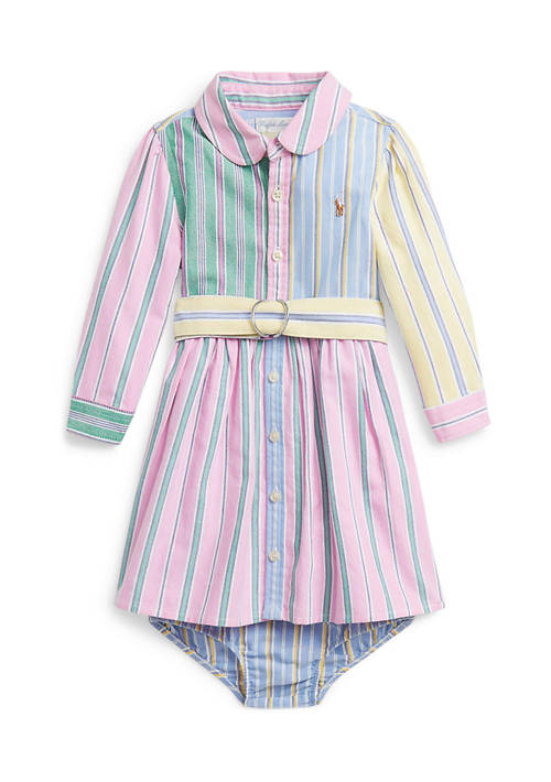 Baby Girls Belted Oxford Fun Shirtdress & Bloomer
