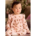 Baby Girls Floral Ruffled Velour Coverall