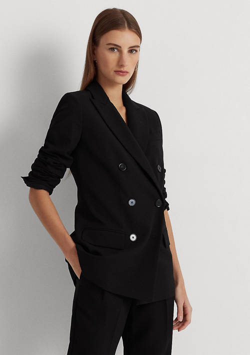 Double-Breasted Wool Crepe Blazer