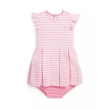 Baby Girls Striped Ottoman Ribbed Dress and Bloomer