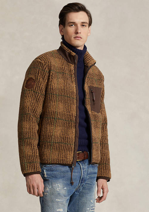 Glen Plaid Pile Fleece Jacquard Jacket