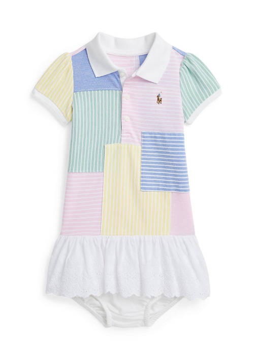 Baby Girls Patchwork Mesh Polo Dress & Bloomer