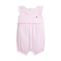 Baby Girls Striped Knit Oxford Bubble Shortall