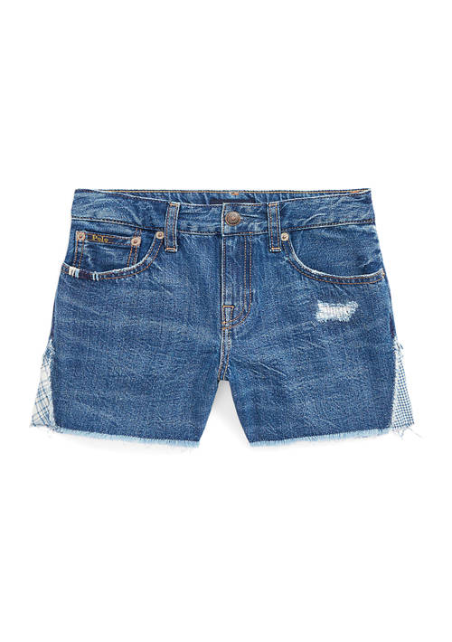 Girls 7-16 Patchwork Cotton Denim Shorts