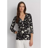 Womens Floral Surplice Stretch Jersey Top
