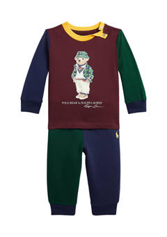 폴로 랄프로렌 Baby Boys Polo Bear Jersey T-Shirt & Fleece Pants Set