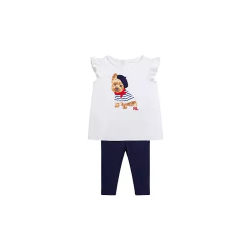 폴로 랄프로렌 Baby Girls Dog Cotton Jersey T-Shirt & Legging Set