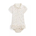 Baby Girls Floral Soft Cotton Polo Dress & Bloomer