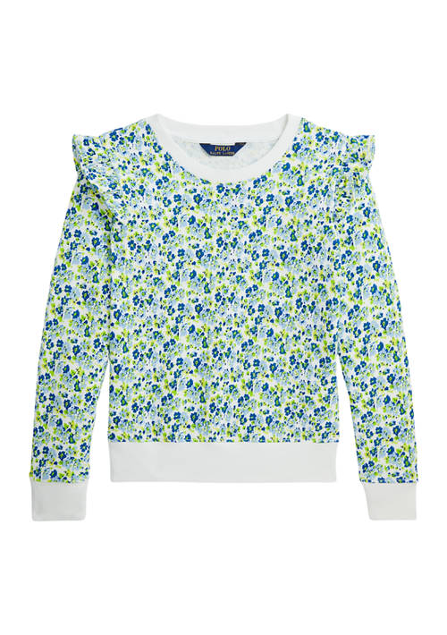 폴로 랄프로렌 Girls 7-16 Floral Ruffled French Terry Sweatshirt