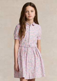 폴로 랄프로렌 Girls 7-16 Belted Floral Cotton Oxford Dress