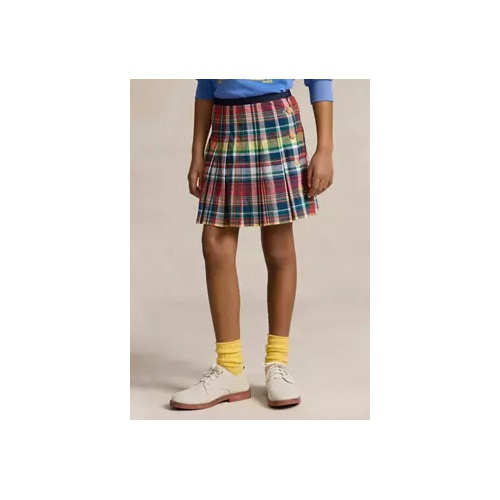 폴로 랄프로렌 Girls 7-16 Pleated Cotton Madras Skirt
