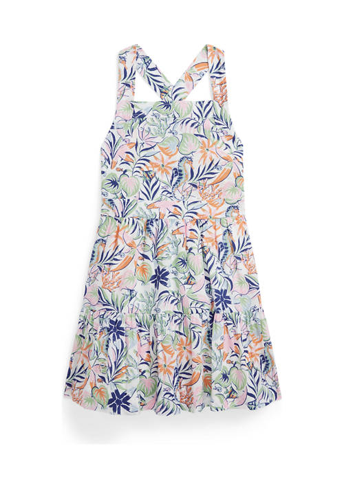 Girls 2-6x Tropical Printed Linen Cotton Dress