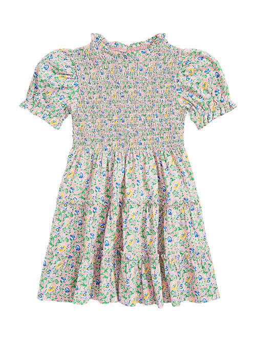 Girls 2-6x Floral Smocked Cotton Jersey Dress
