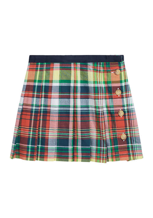 Girls 2-6x Pleated Cotton Madras Skirt