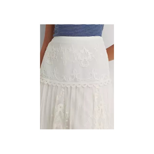 폴로 랄프로렌 Embroidered Mesh Tiered Skirt