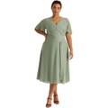 LAUREN Ralph Lauren Plus Size Georgette Flutter-Sleeve Dress