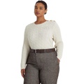 LAUREN Ralph Lauren Plus Size Button-Trim Cable-Knit Sweater