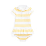 Baby Girls Striped Cotton Rugby Dress and Bloomer Set