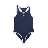Toddler and Little Girls Polo Bear Round Neck One-Piece Swimsuit