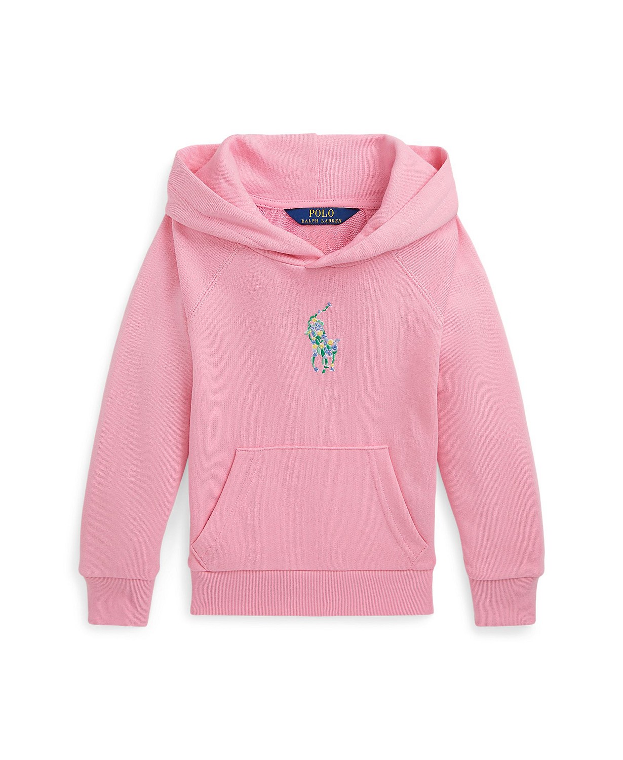 Toddler and Little Girls Floral Big Pony Terry Hoodie