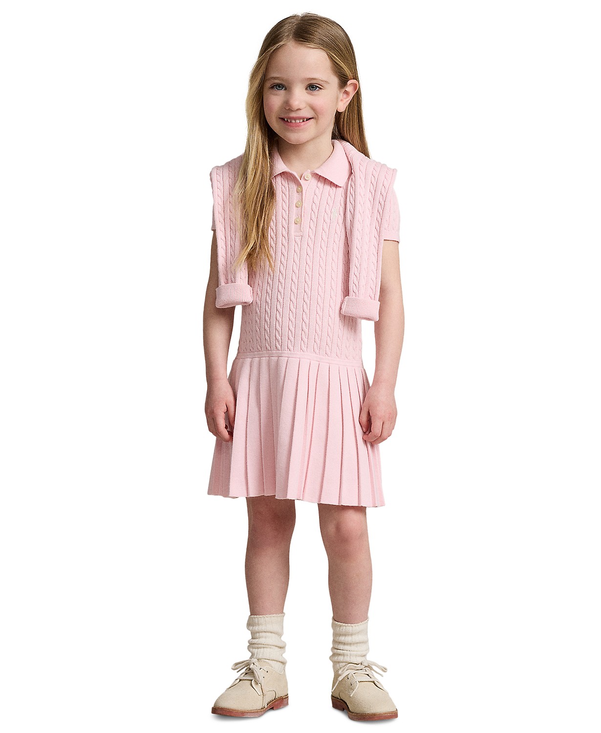 Toddler and Little Girls Mini-Cable Cotton-Blend Polo Dress