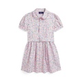 Toddler and Little Girls Belted Floral Cotton Oxford Dress