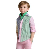 Toddler and Little Boys Striped Cotton Poplin Fun Shirt