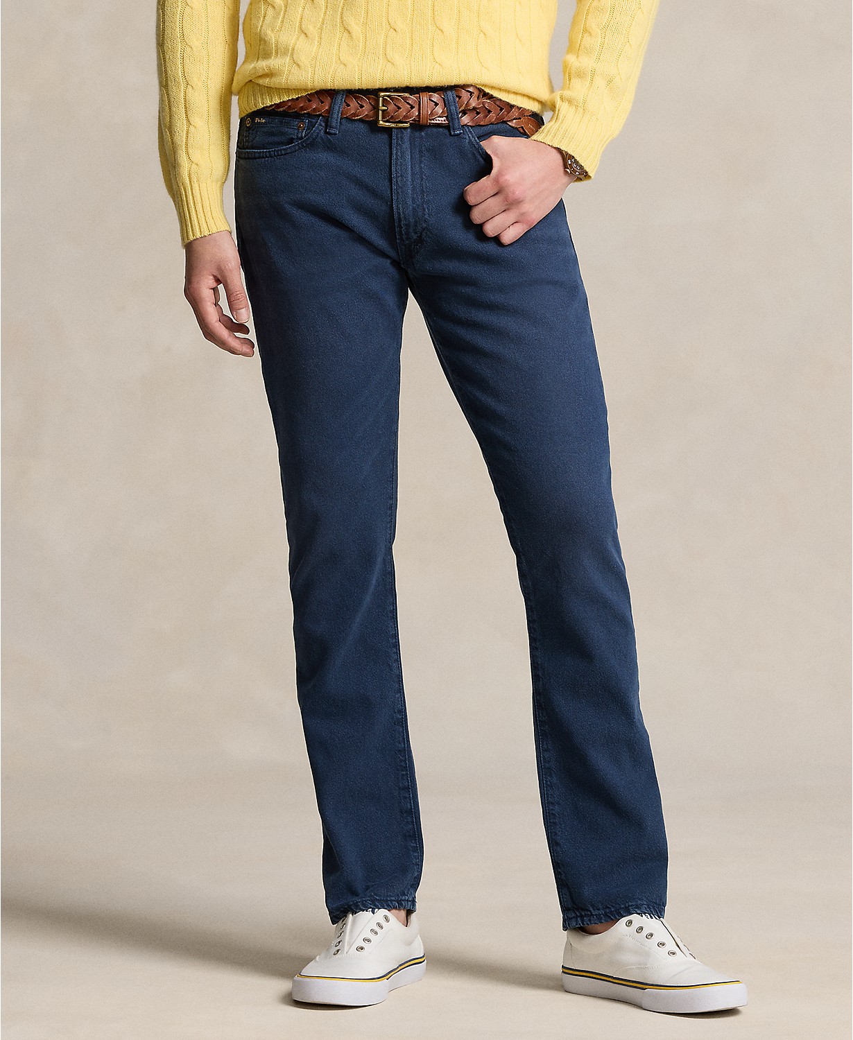 폴로 랄프로렌 Mens Varick Slim Straight Garment-Dyed Jeans