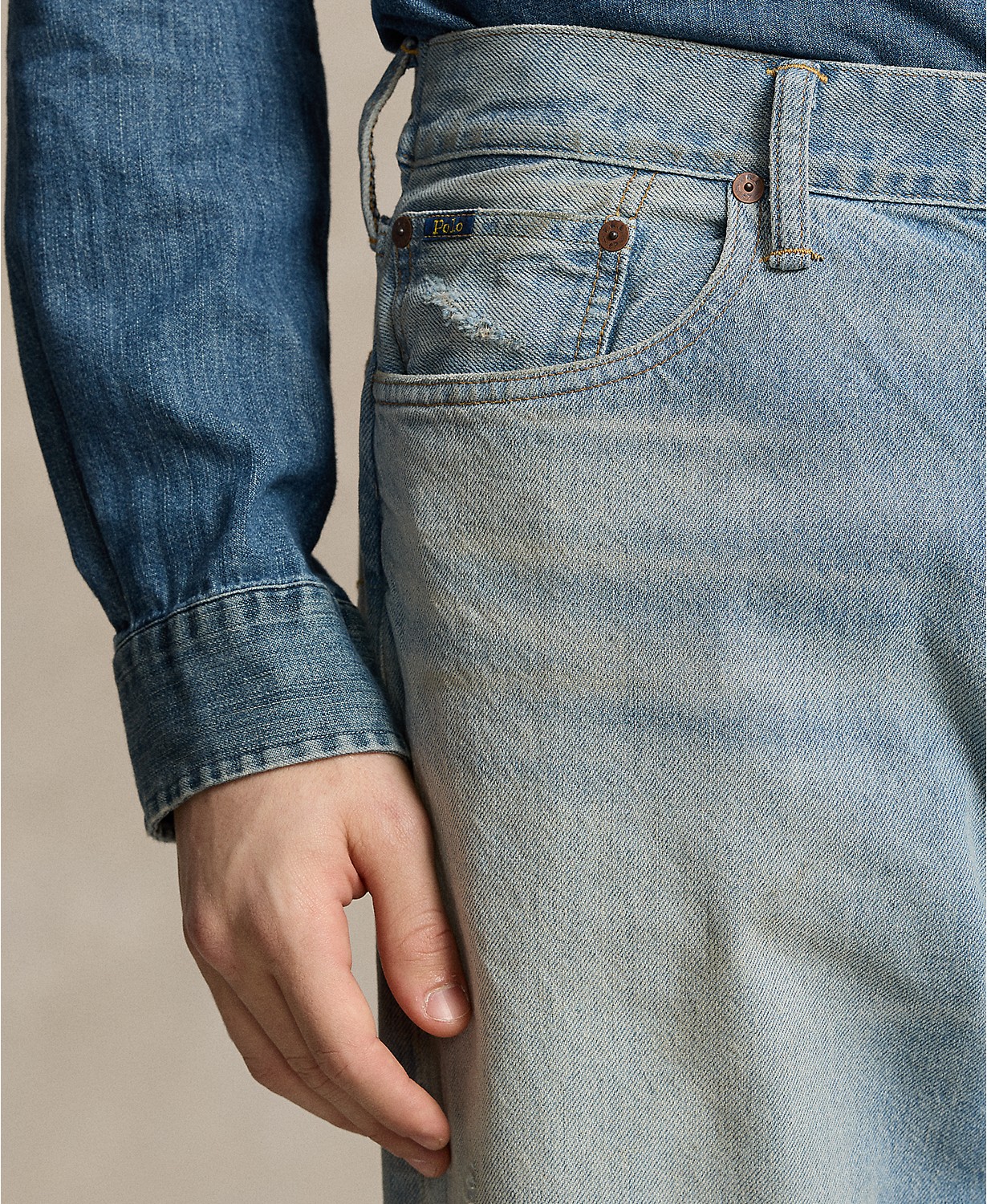 폴로 랄프로렌 Mens Heritage Straight-Fit Distressed Jeans