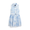 Toddler and Little Girls Belted Tie Dye-Print Cotton Shirtdress