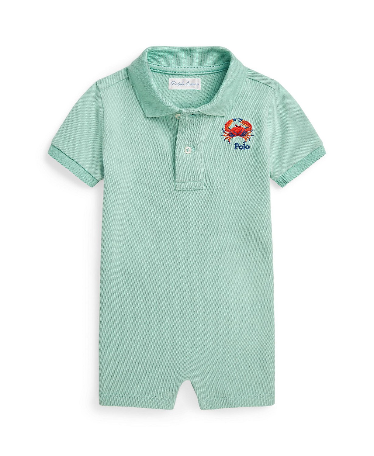 Baby Boys Crab Embroidered Cotton Polo Shortall