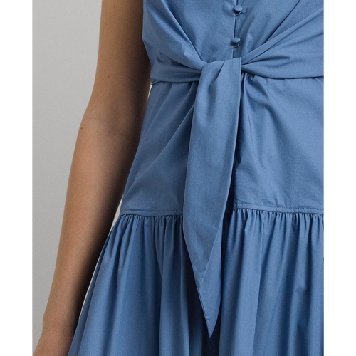 폴로 랄프로렌 Womens Cotton-Blend Tie-Front Tiered Dress