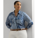 Plus Size Cotton Floral Patchwork Shirt