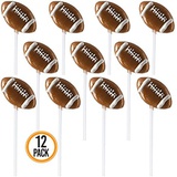 Prextex Football Lollipops - Kids Sports Ball Suckers for Birthday, Sports Event or Football Party Favor - Pack of 12 (1 Dozen)